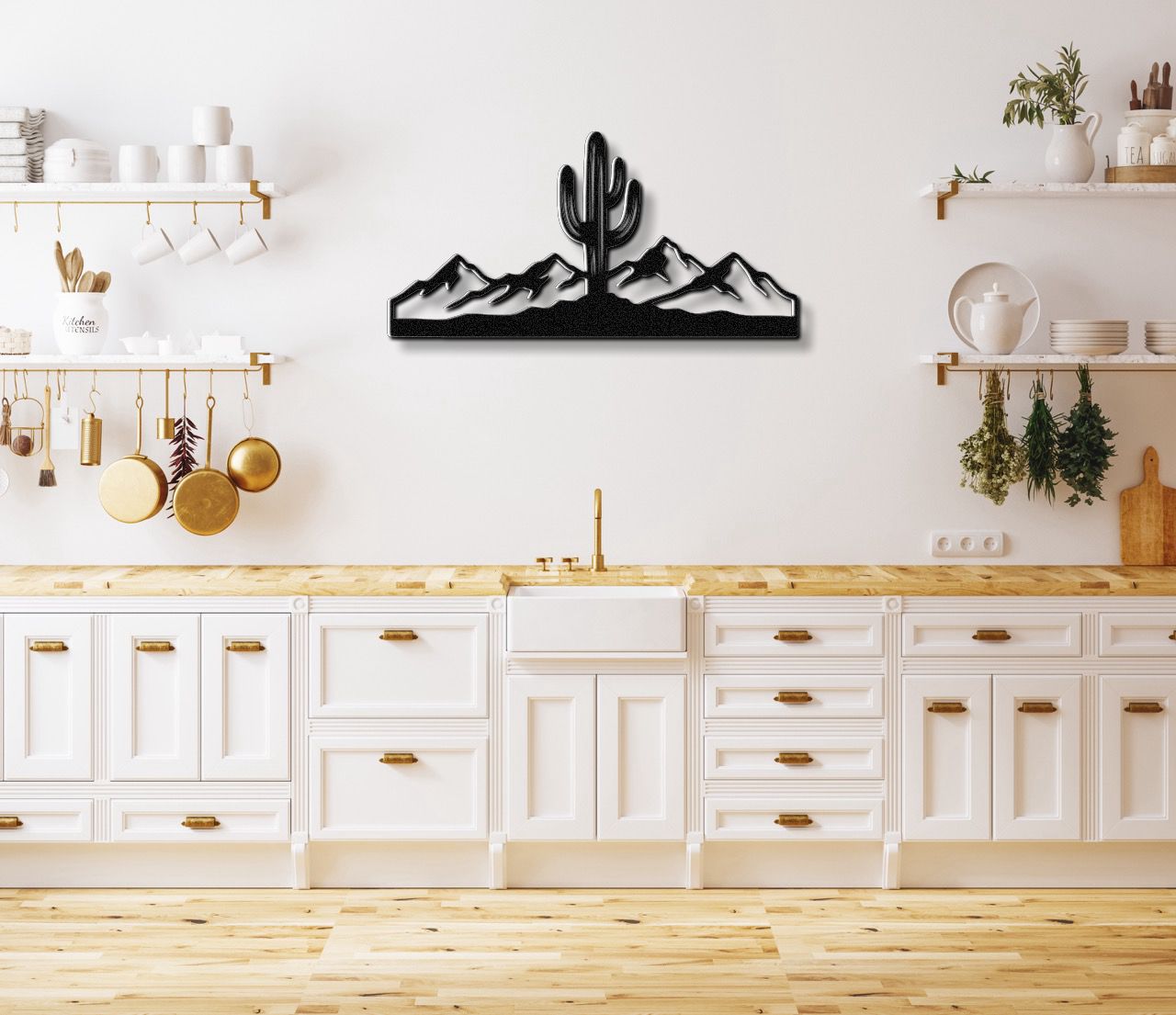 Saguaro Cactus with Mountains Metal Wall Art