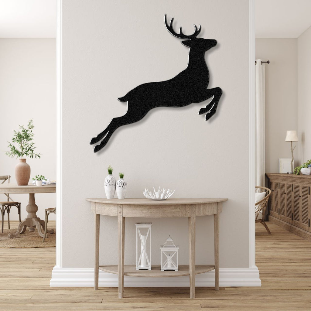 Jumping Deer Metal Wall Art