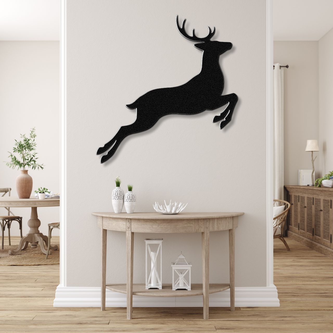 Jumping Deer Metal Wall Art