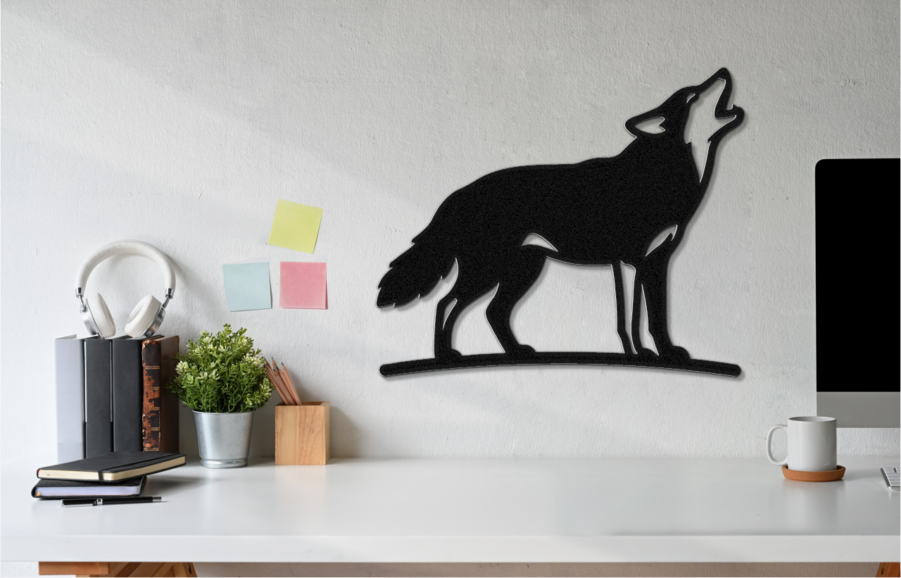 Howling Coyote Metal Wall Art