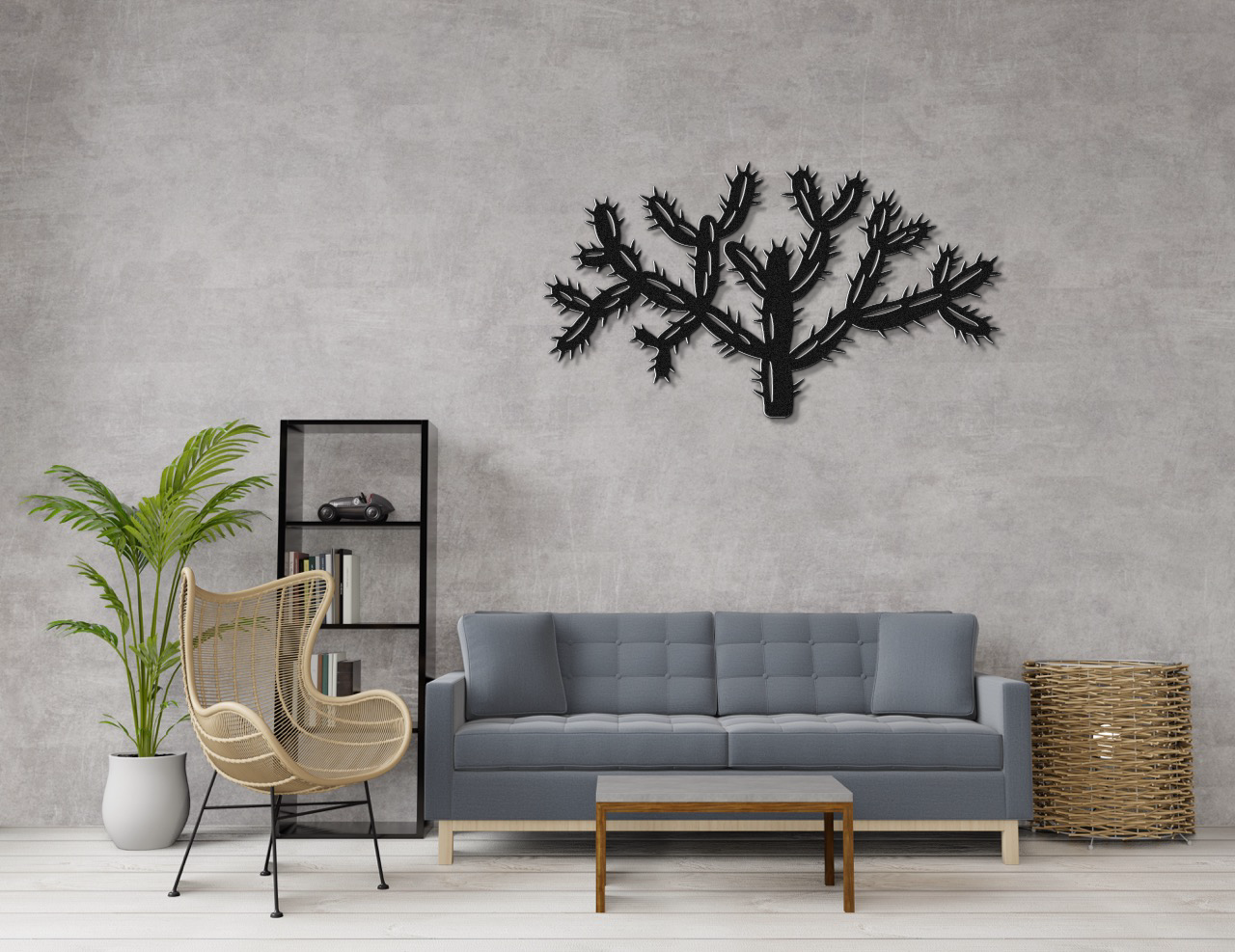 Cholla Cactus Metal Wall Art