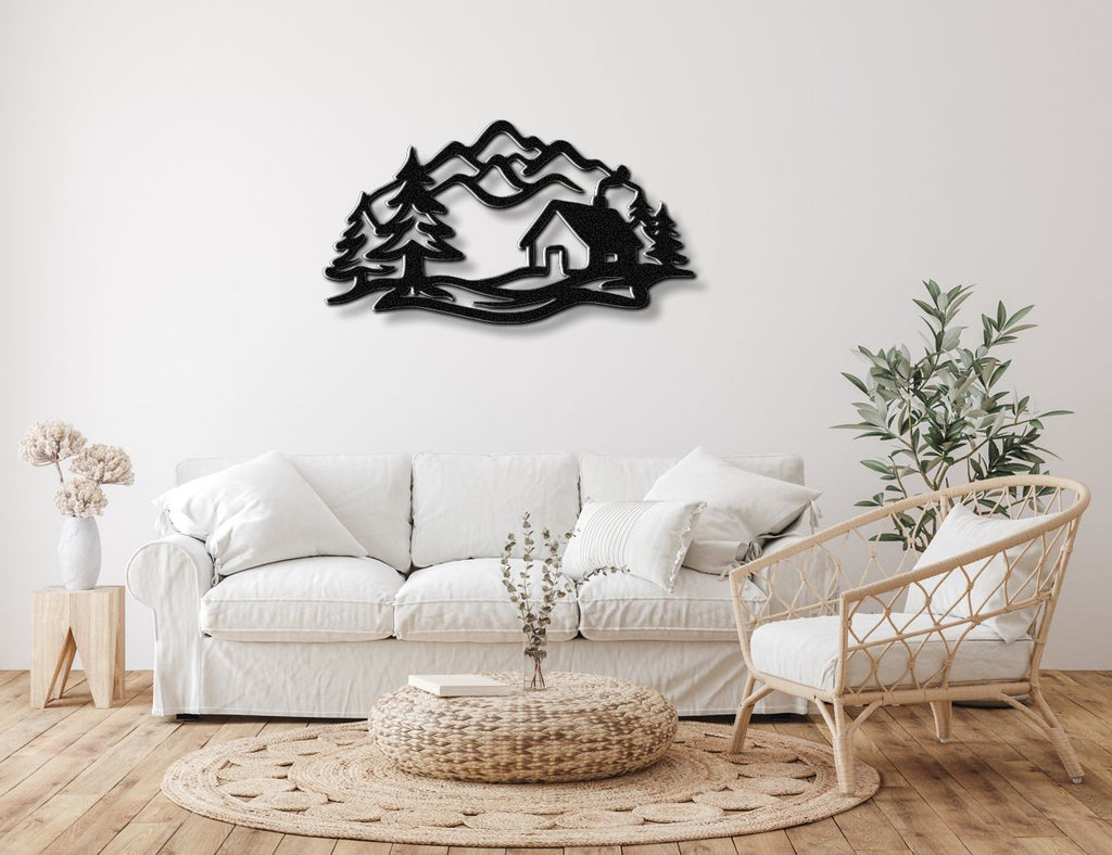 Mountain Cabin Metal Wall Art