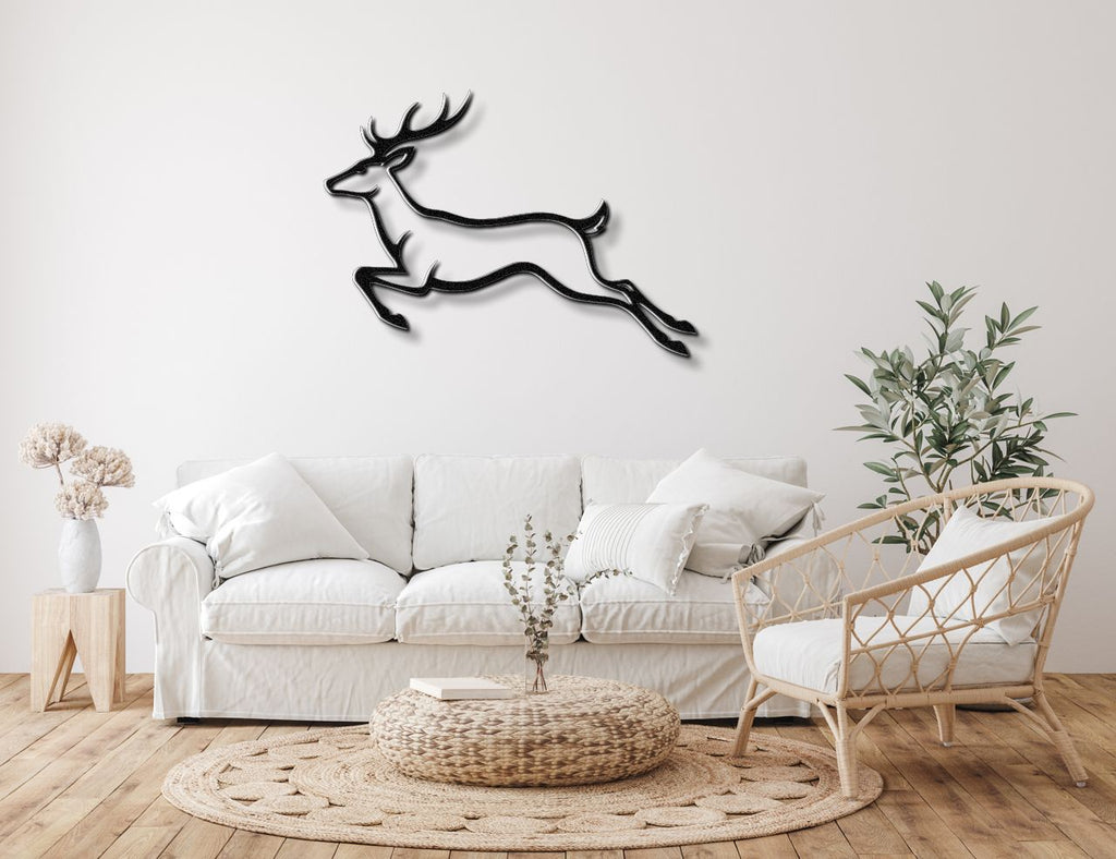 Jumping Deer Metal Wall Art