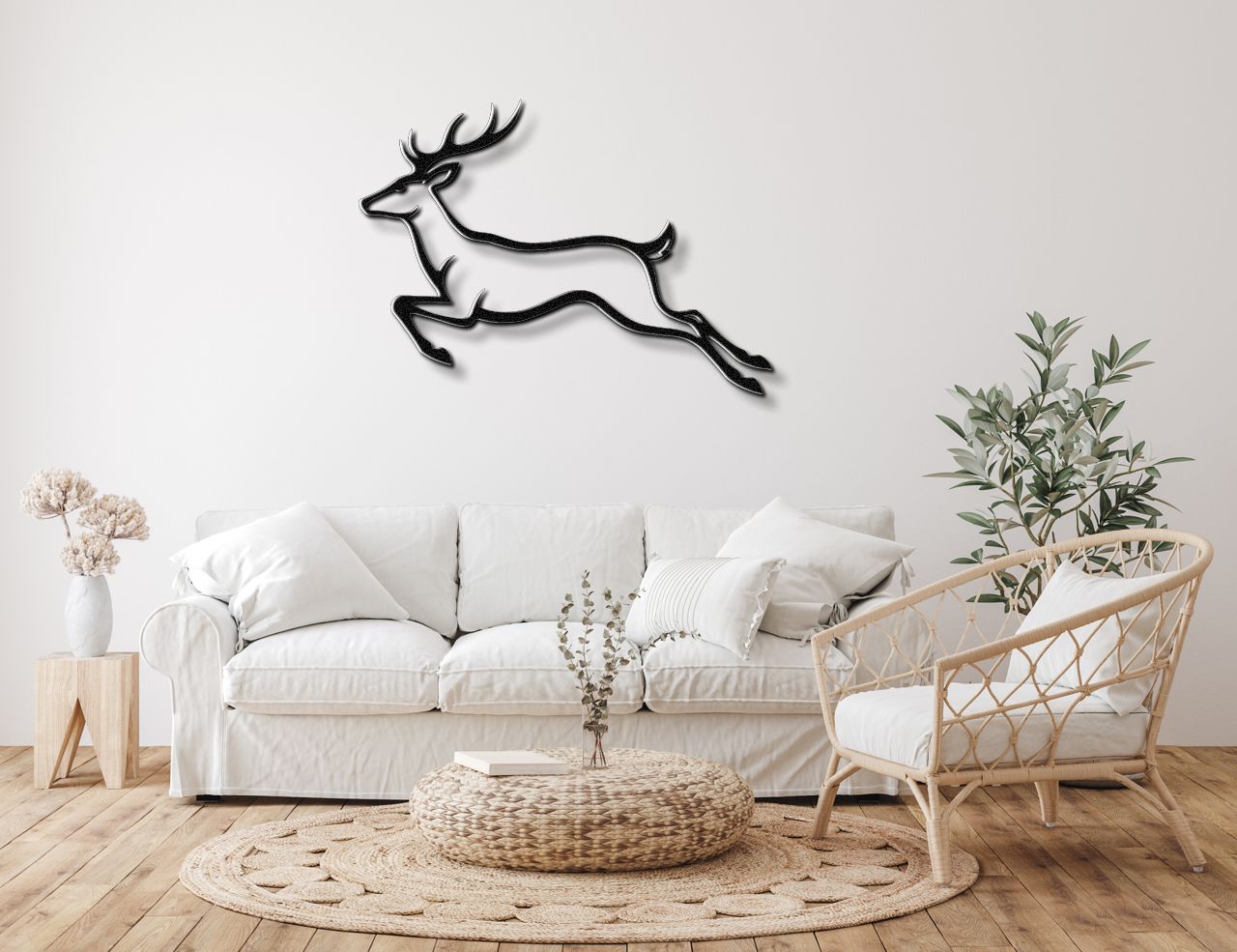Jumping Deer Metal Wall Art