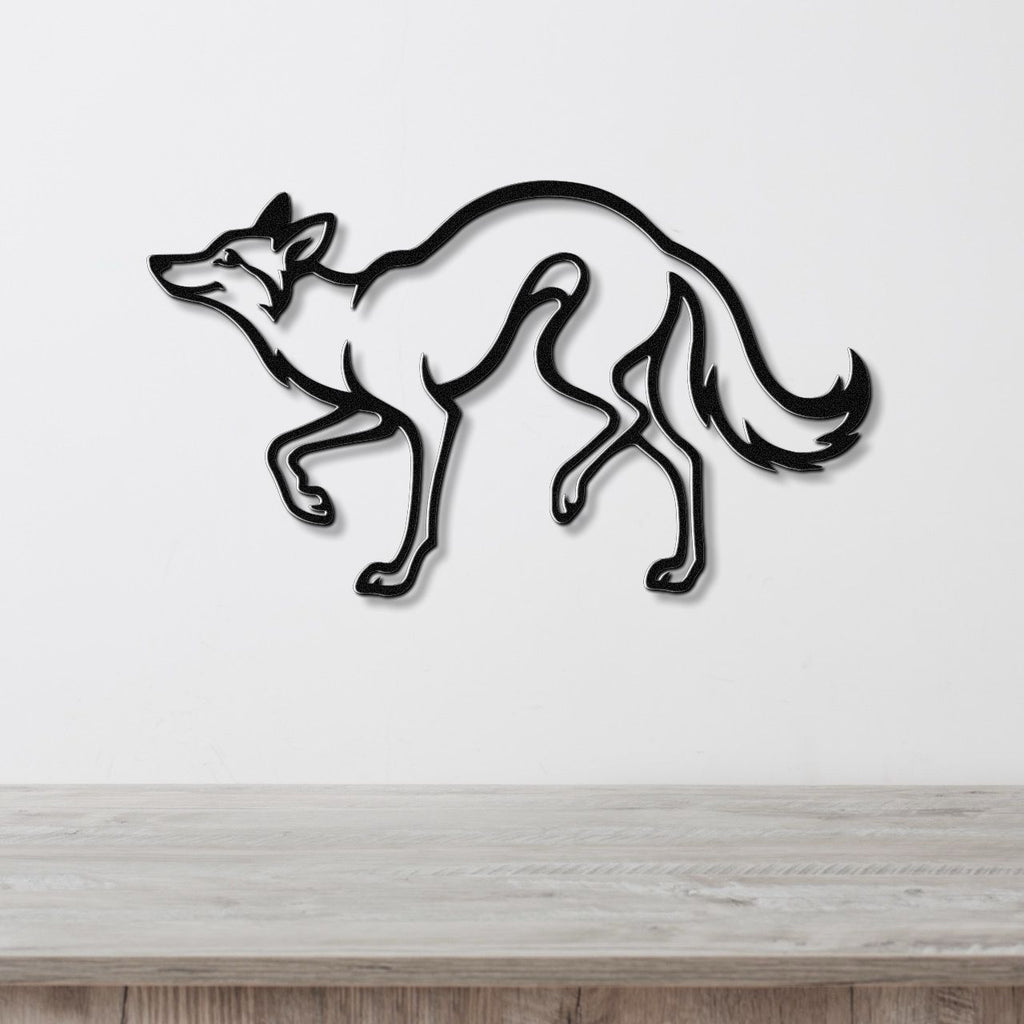 Sneaky Coyote Metal Wall Art