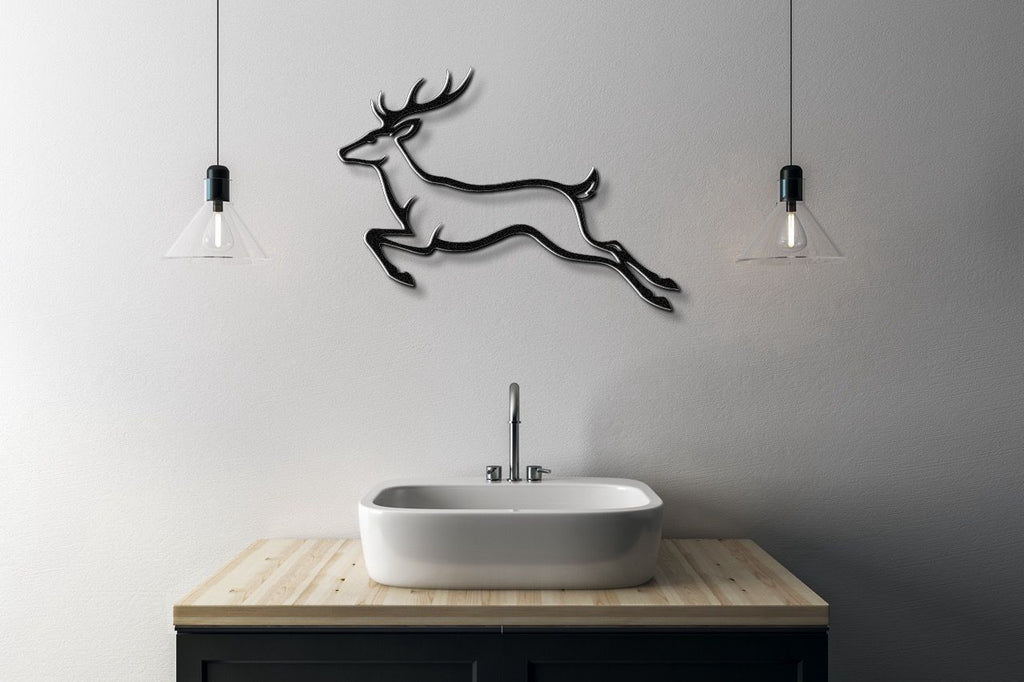 Jumping Deer Metal Wall Art