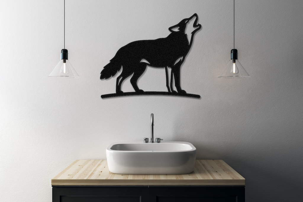 Howling Coyote Metal Wall Art
