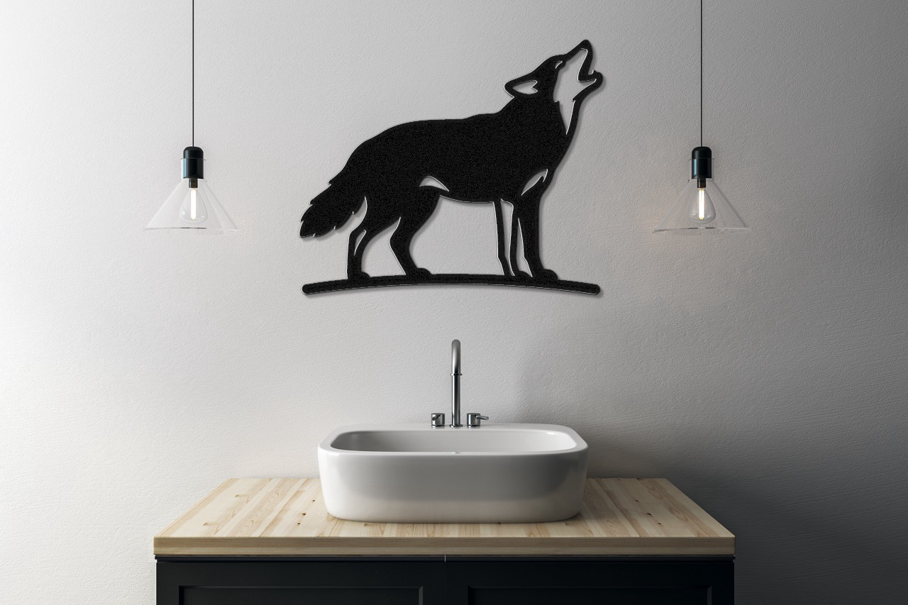 Howling Coyote Metal Wall Art