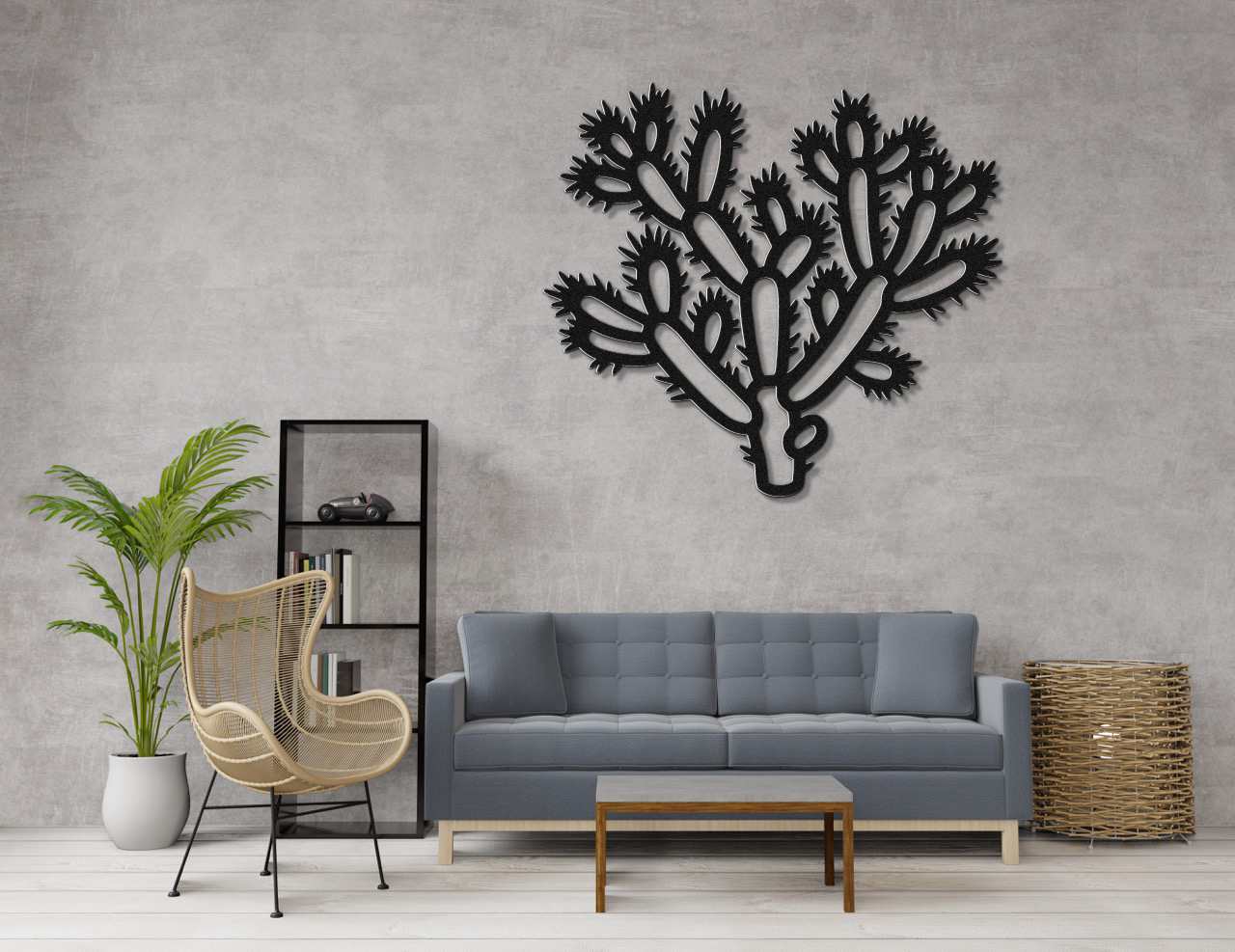 Cholla Cactus Metal Wall Art