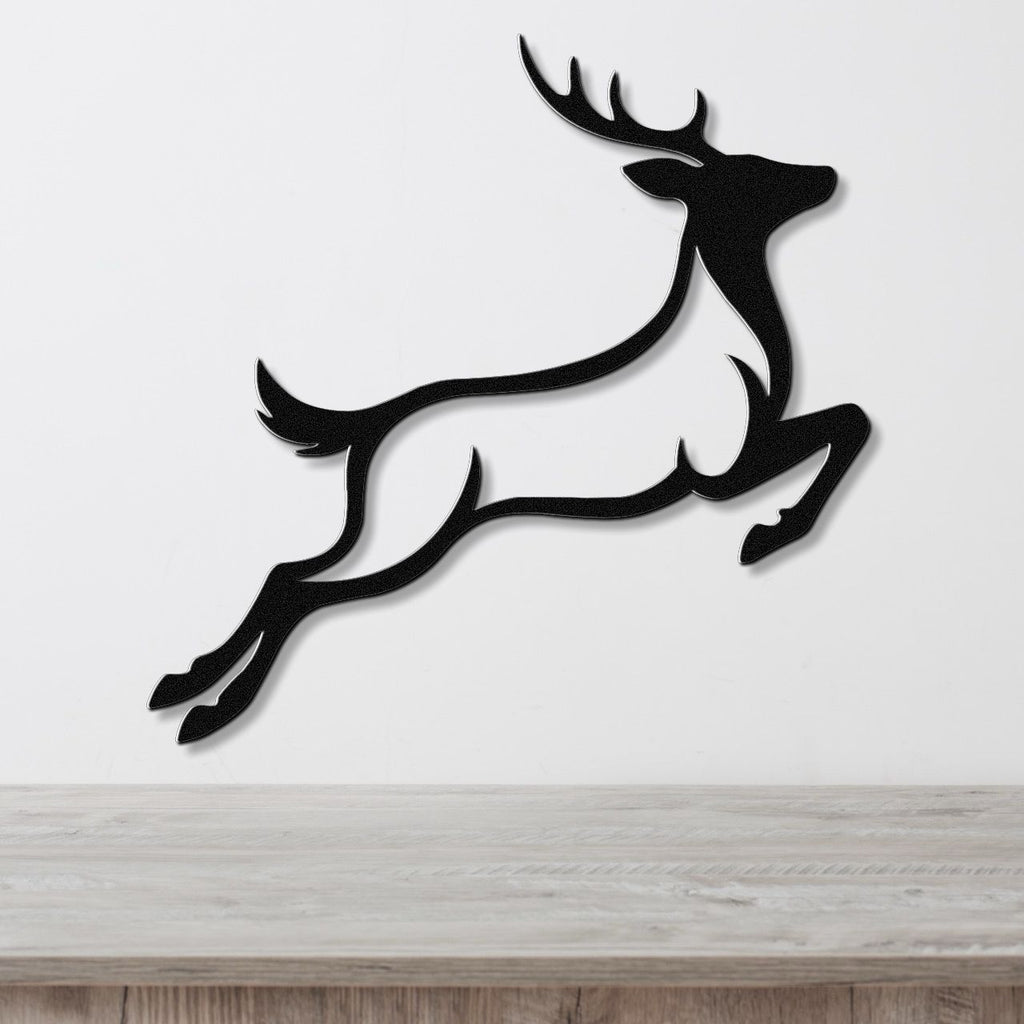 Jumping Deer Metal Wall Art