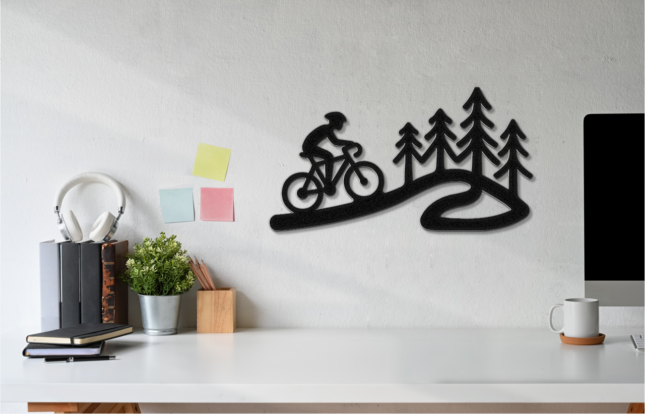 Cycling in the Pines Metal Wall Art