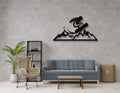 Snowboarder with Mountains Metal Wall Art