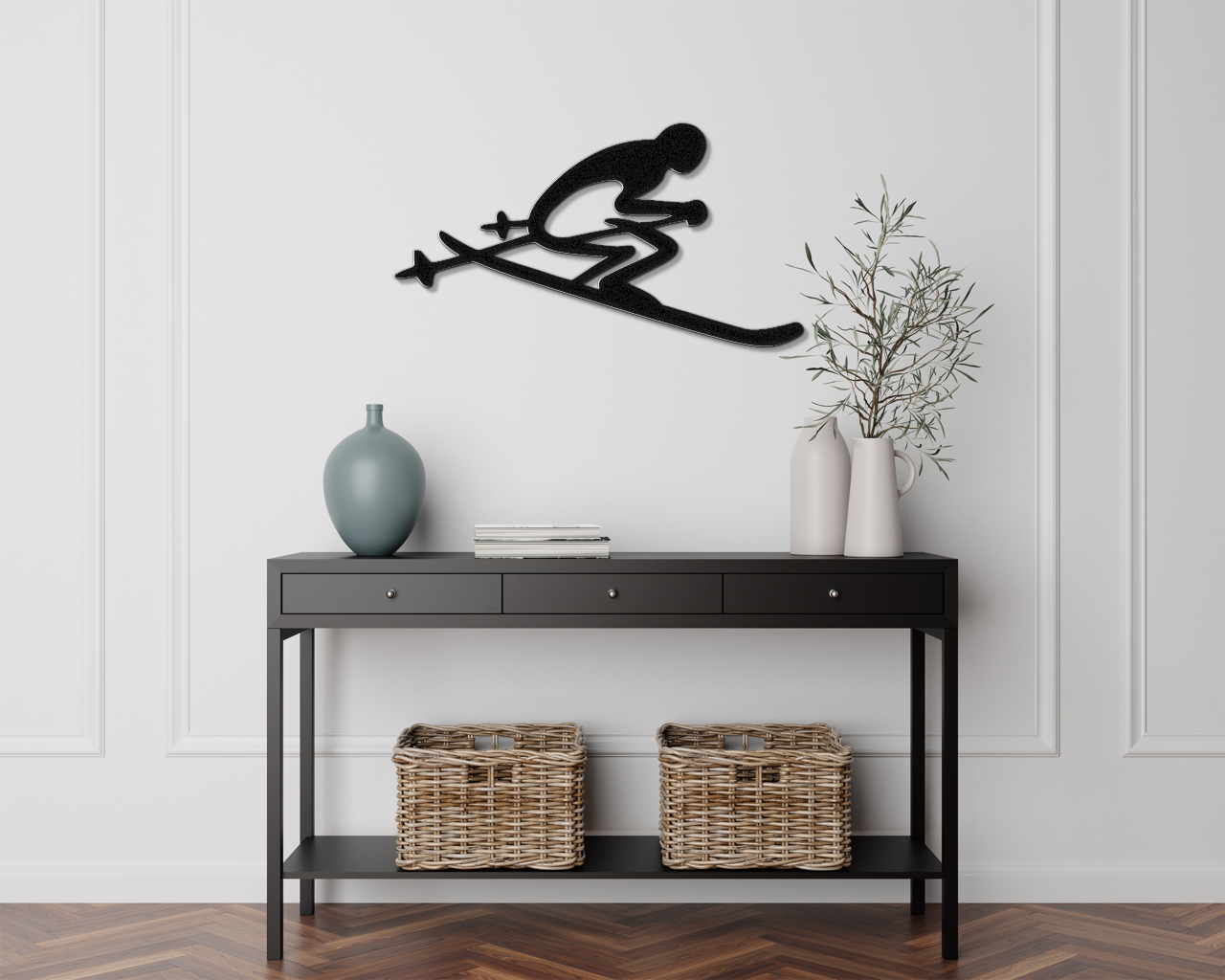 Skiing Metal Wall Art