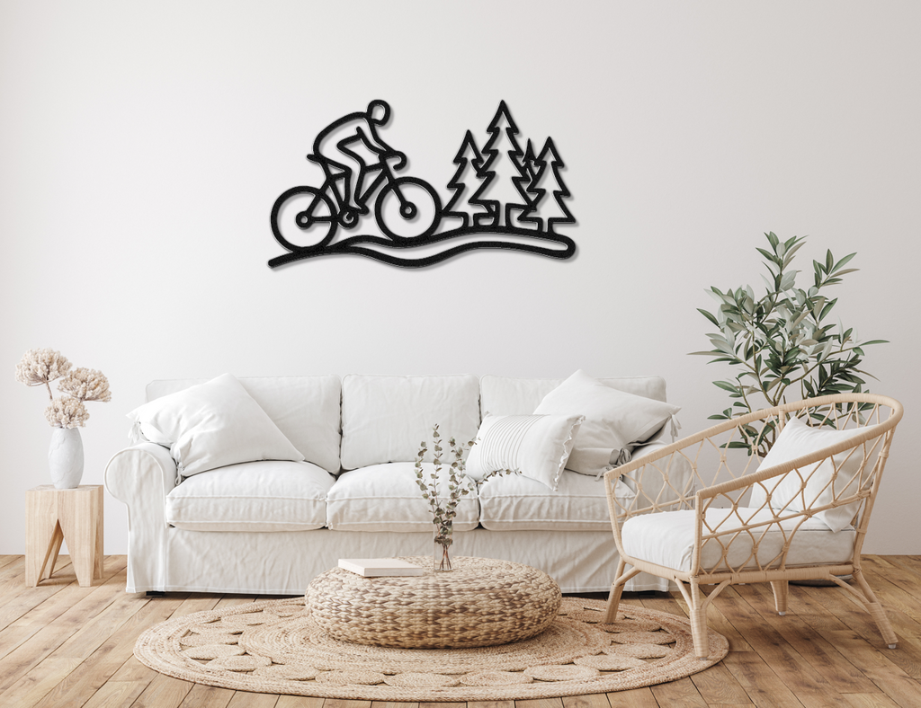 Cycling in the Pines Metal Wall Art