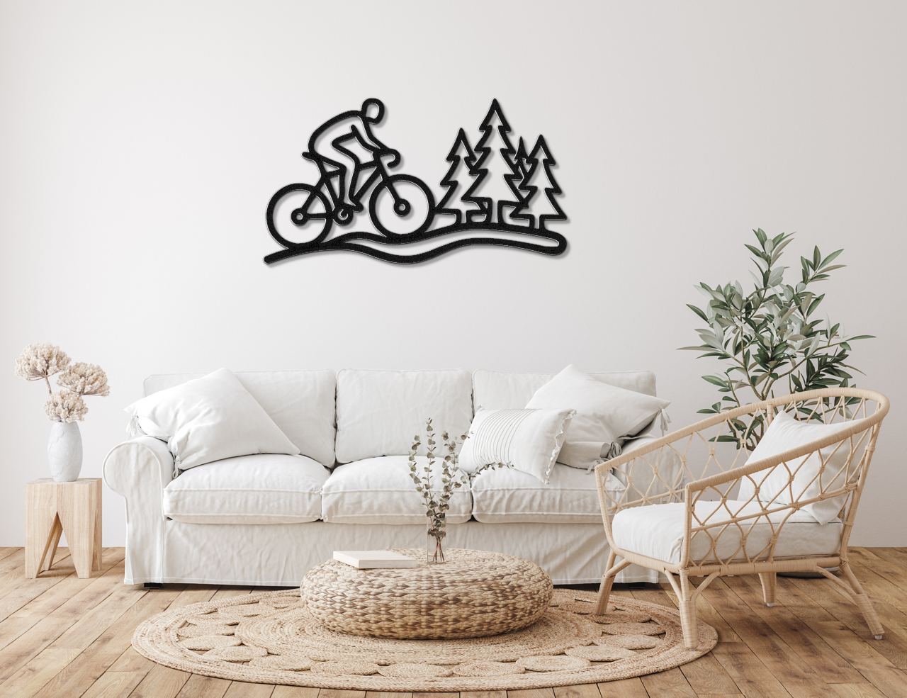 Cycling in the Pines Metal Wall Art