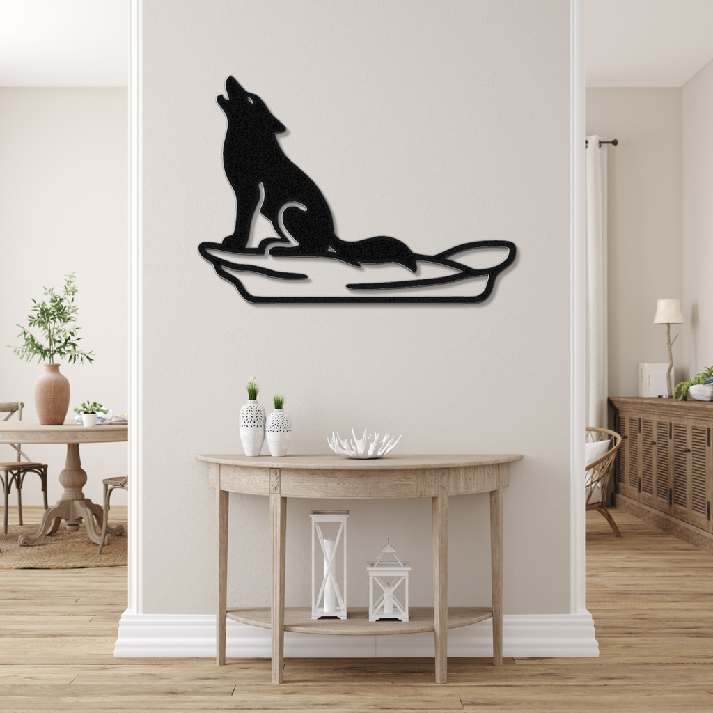 Howling Coyote Metal Wall Art