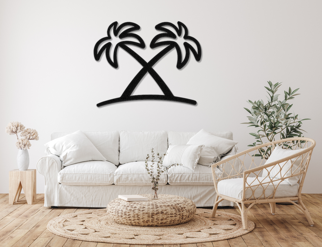 Twin Palm Tree Metal Wall Art