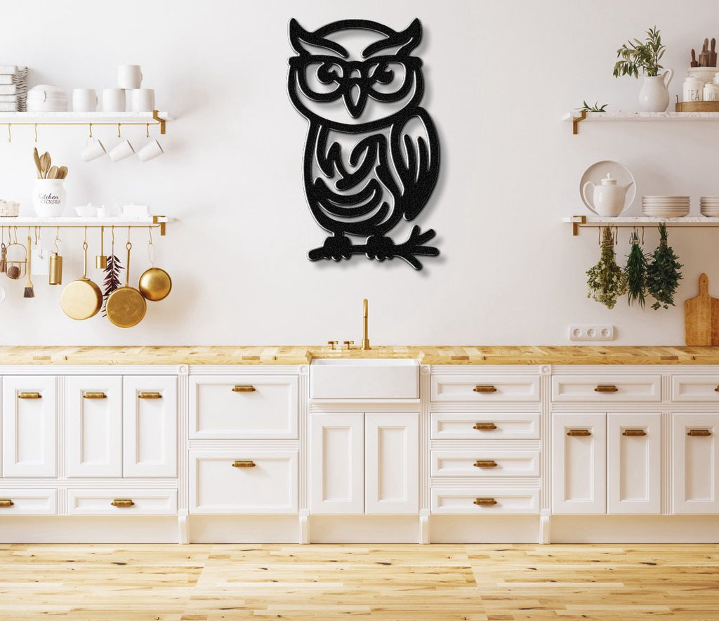 Nerdy Owl Metal Wall Art
