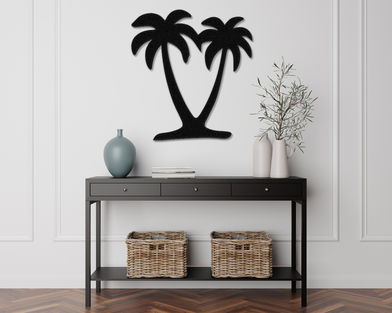 Twin Palm Tree Metal Wall Art