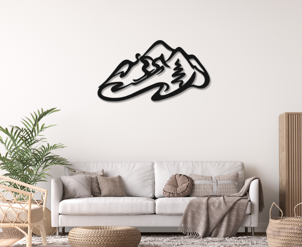 Skier and Mountain Metal Wall Art