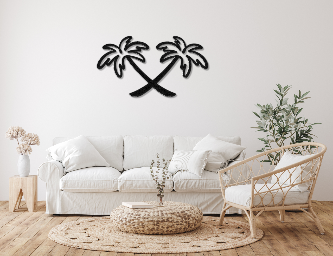 Twin Palm Tree Metal Wall Art