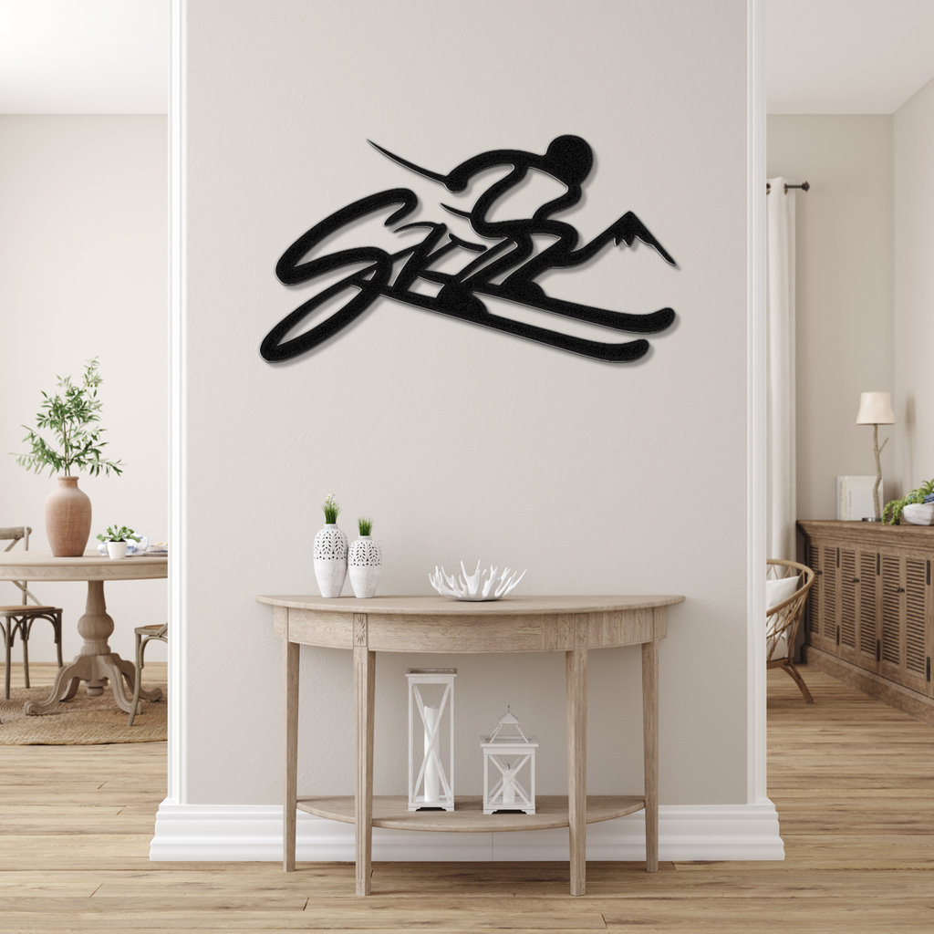 Skiing Metal Wall Art