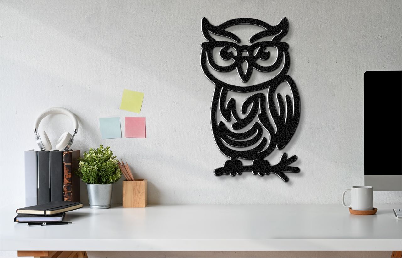 Nerdy Owl Metal Wall Art