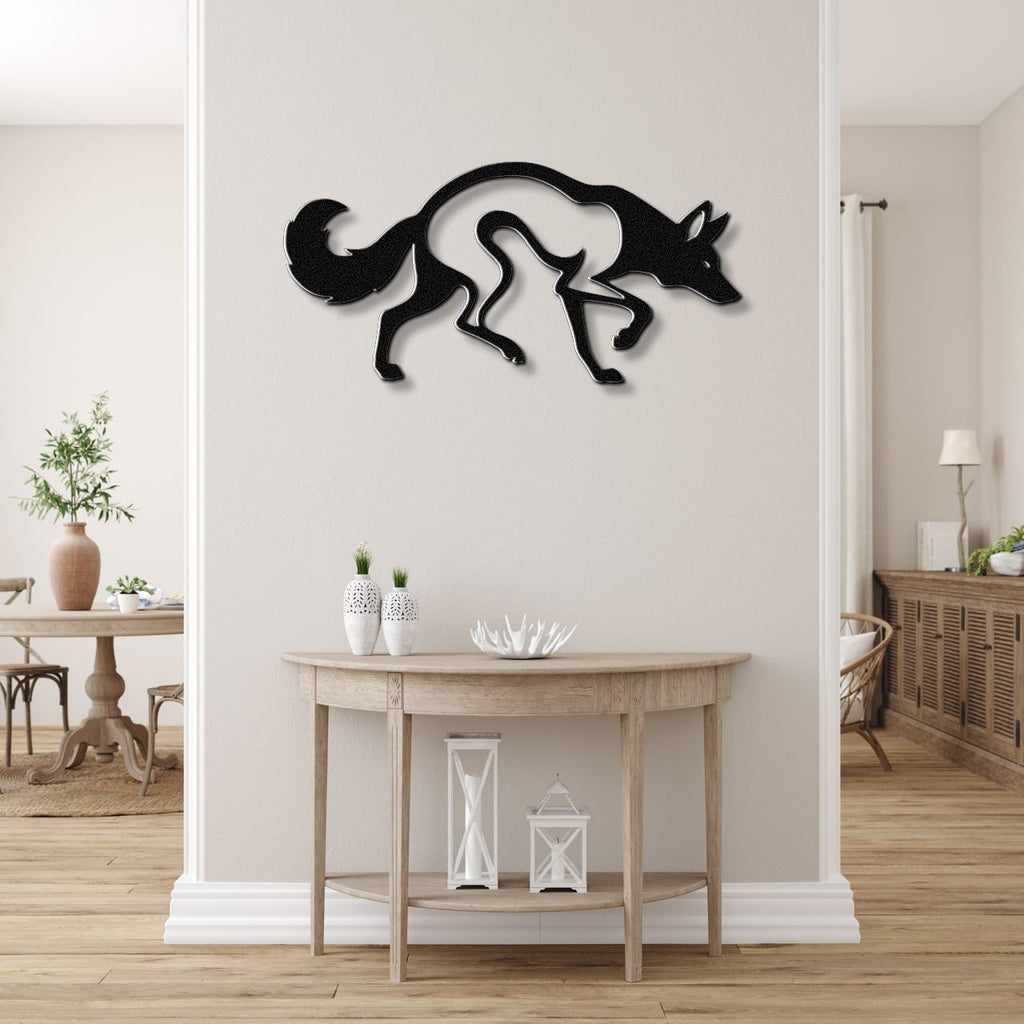 Sneaky Coyote Metal Wall Art