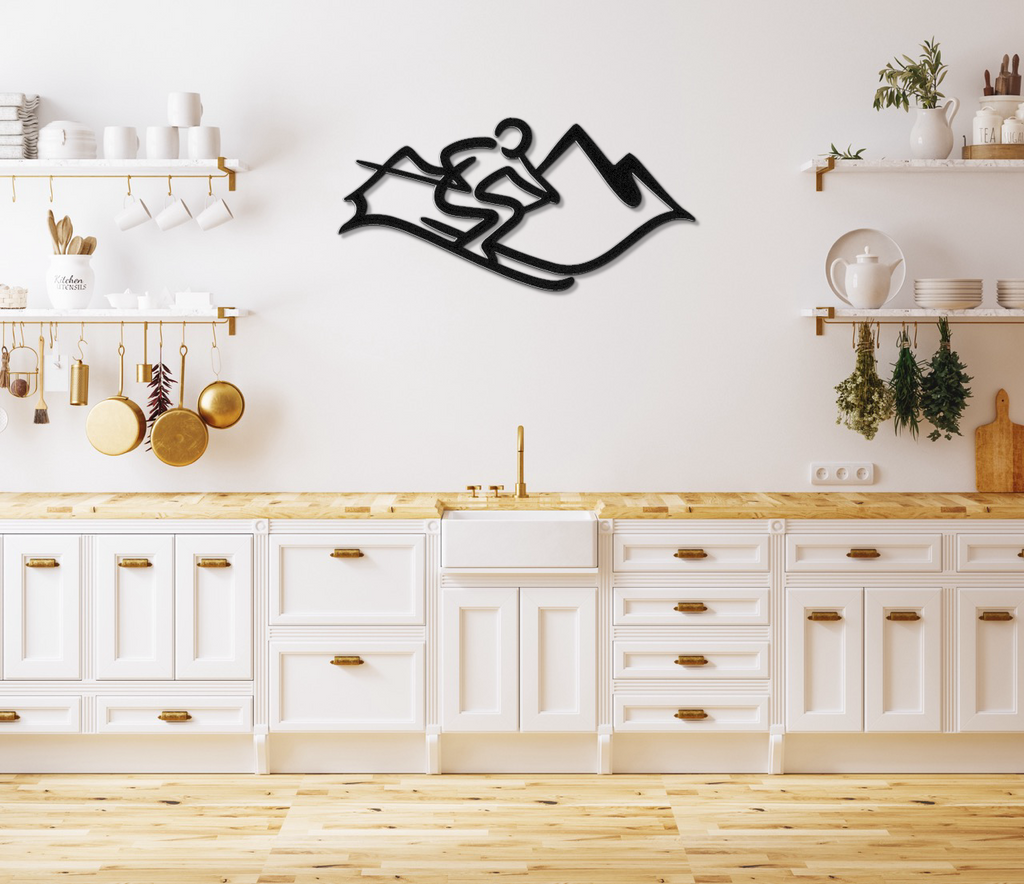 Skier and Mountain Metal Wall Art