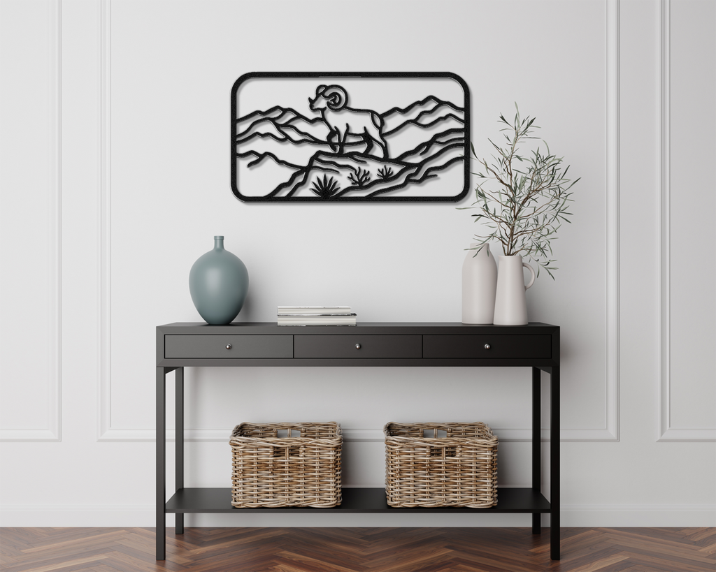 Mountain Bighorn Sheep Metal Wall Art