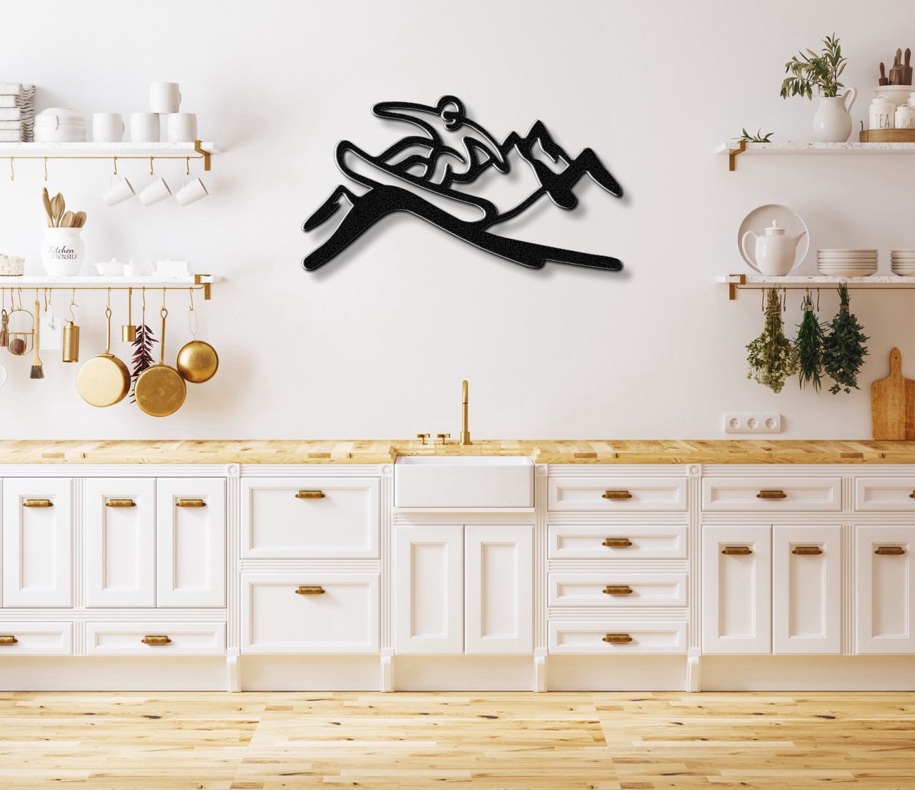 Snowboarder with Mountains Metal Wall Art