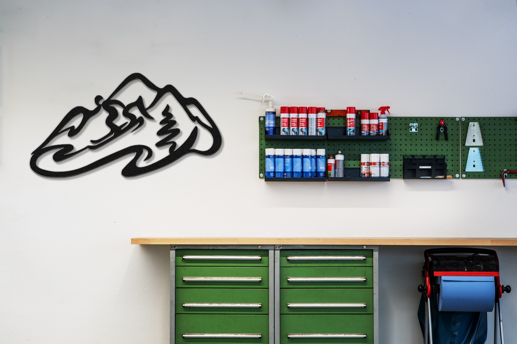 Skier and Mountain Metal Wall Art