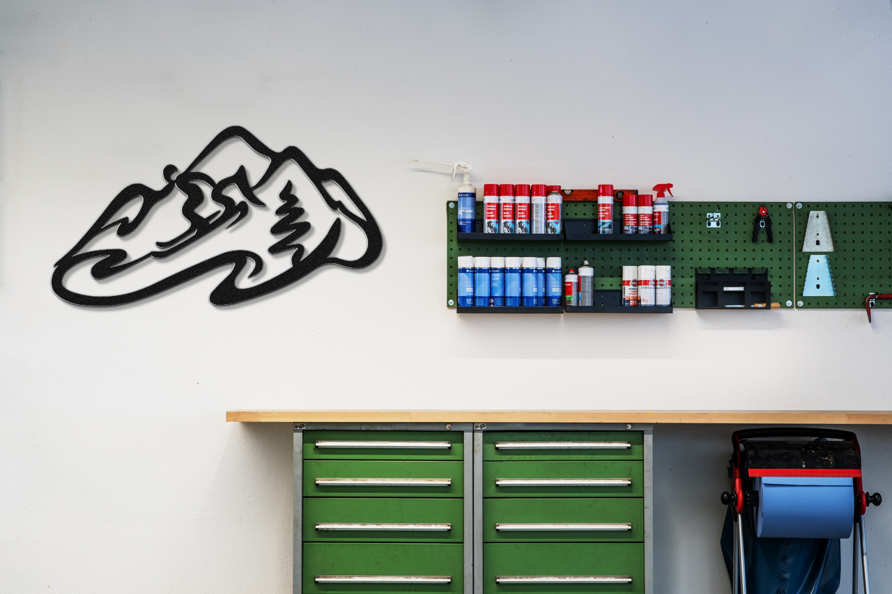 Skier and Mountain Metal Wall Art