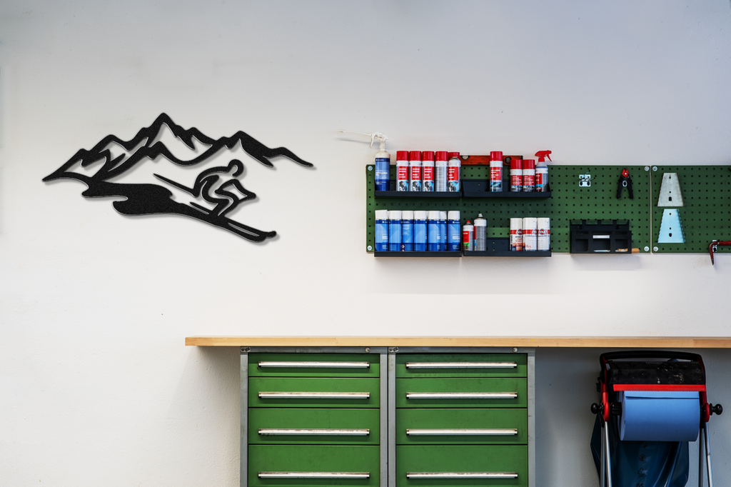 Skier and Mountain Metal Wall Art