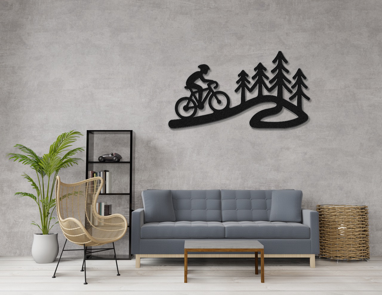 Cycling in the Pines Metal Wall Art