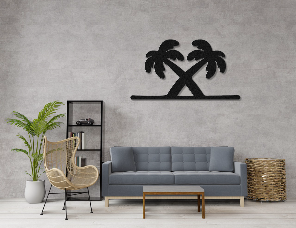 Twin Palm Tree Metal Wall Art