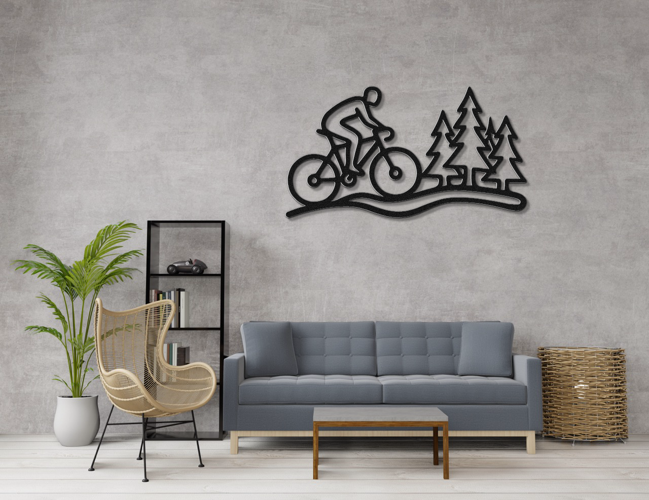 Cycling in the Pines Metal Wall Art