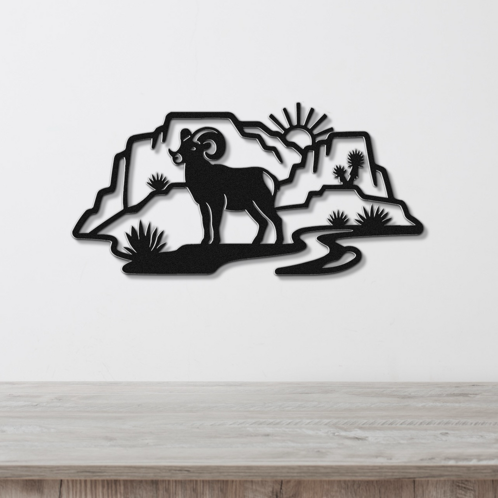 Joshua Tree Bighorn Sheep Metal Wall Art