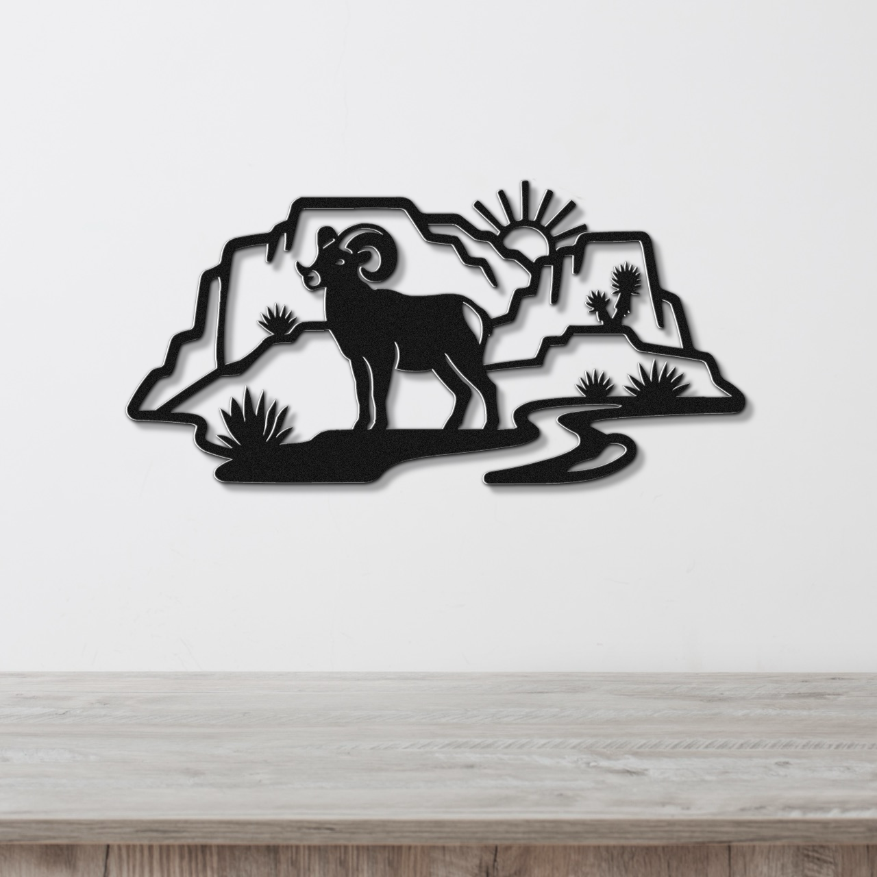 Joshua Tree Bighorn Sheep Metal Wall Art