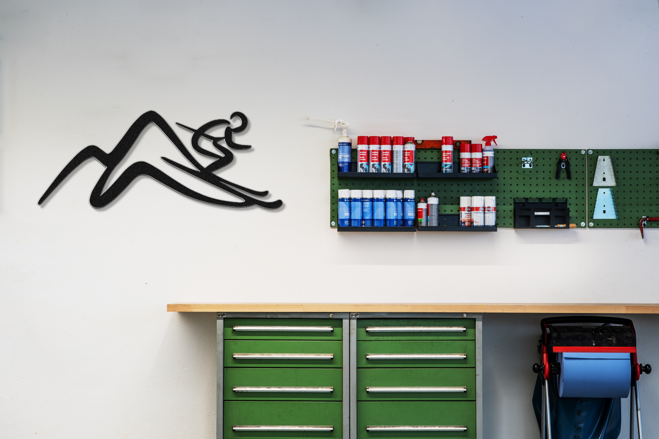Skier and Mountain Metal Wall Art