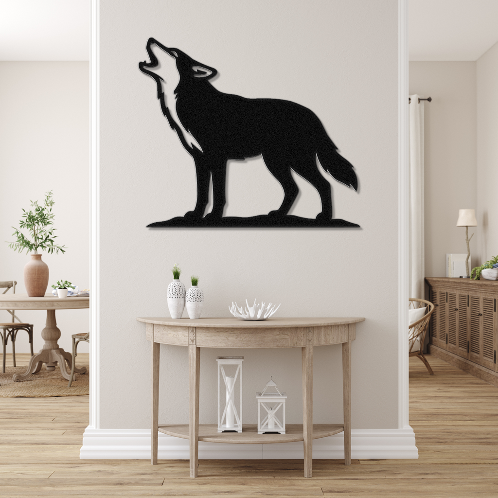 Howling Coyote Metal Wall Art