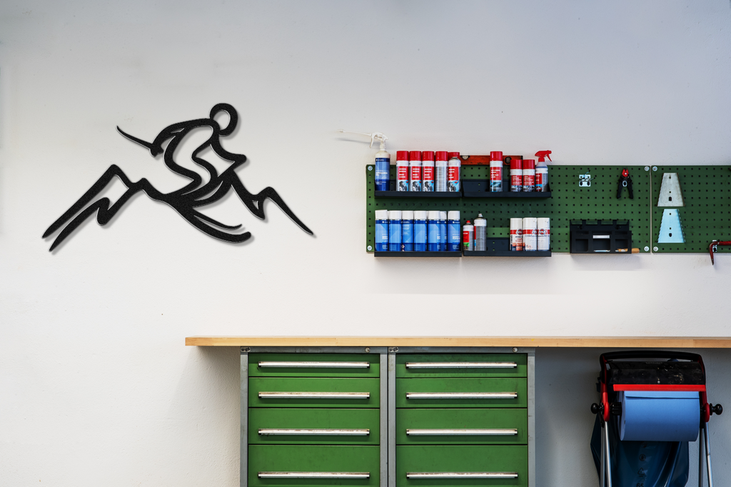 Skier and Mountain Metal Wall Art