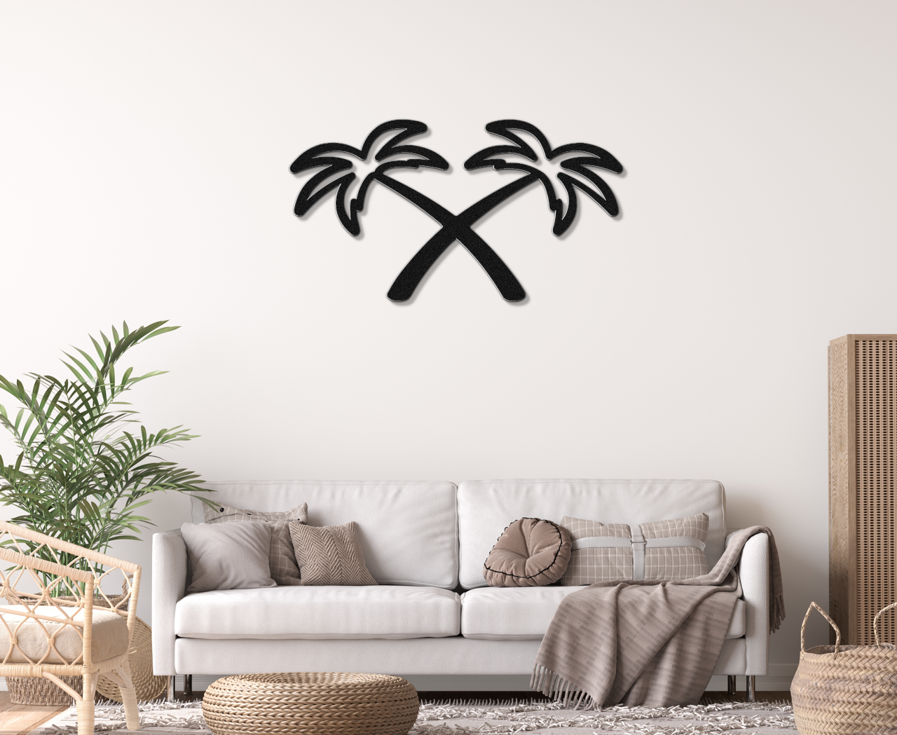 Twin Palm Tree Metal Wall Art