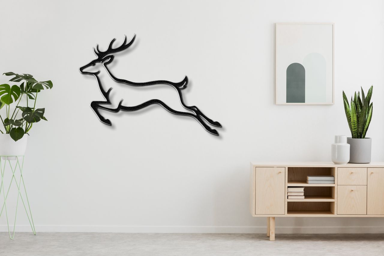 Jumping Deer Metal Wall Art
