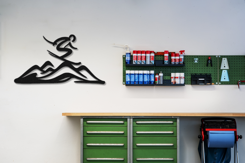 Skier and Mountain Metal Wall Art