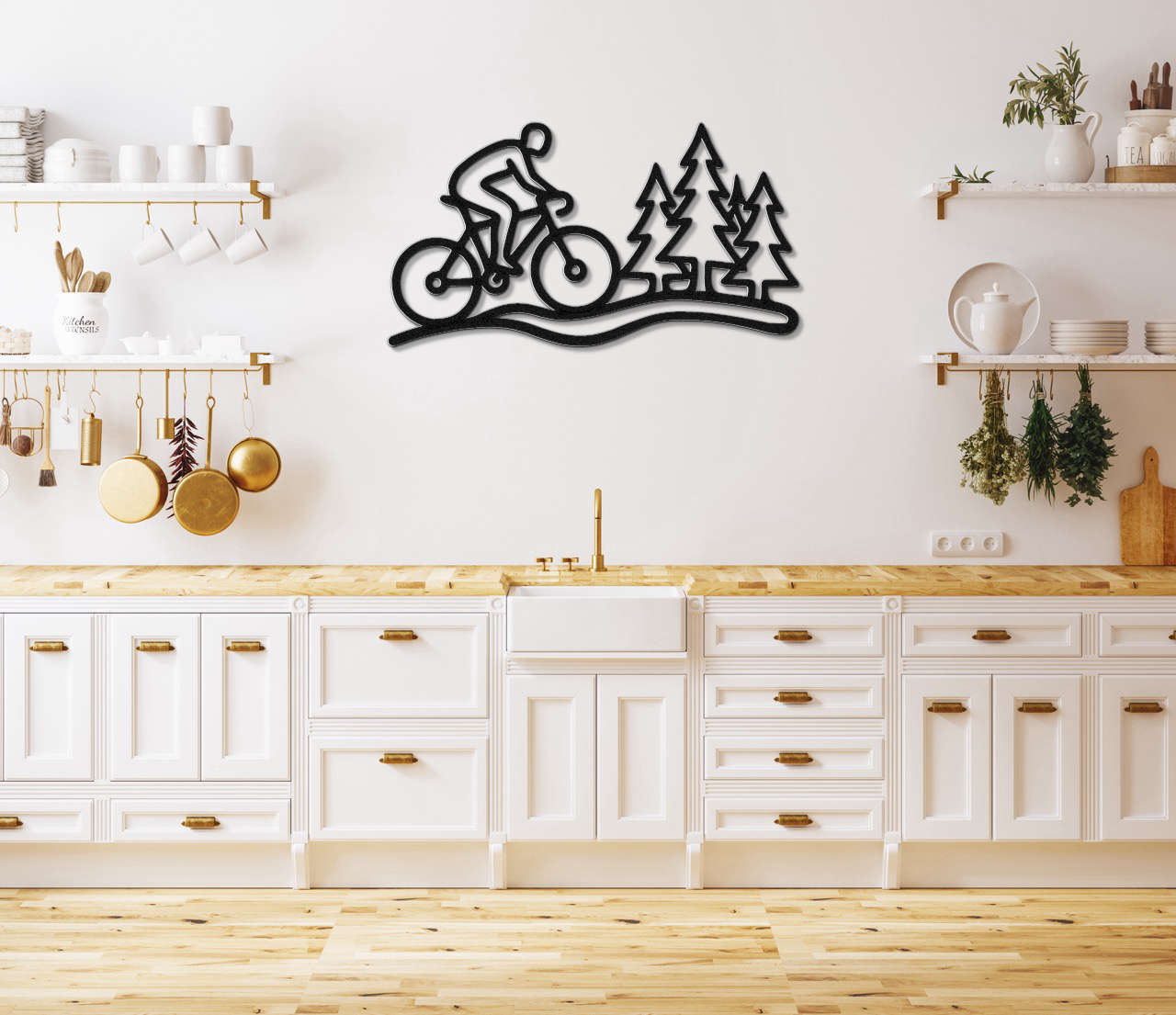 Cycling in the Pines Metal Wall Art