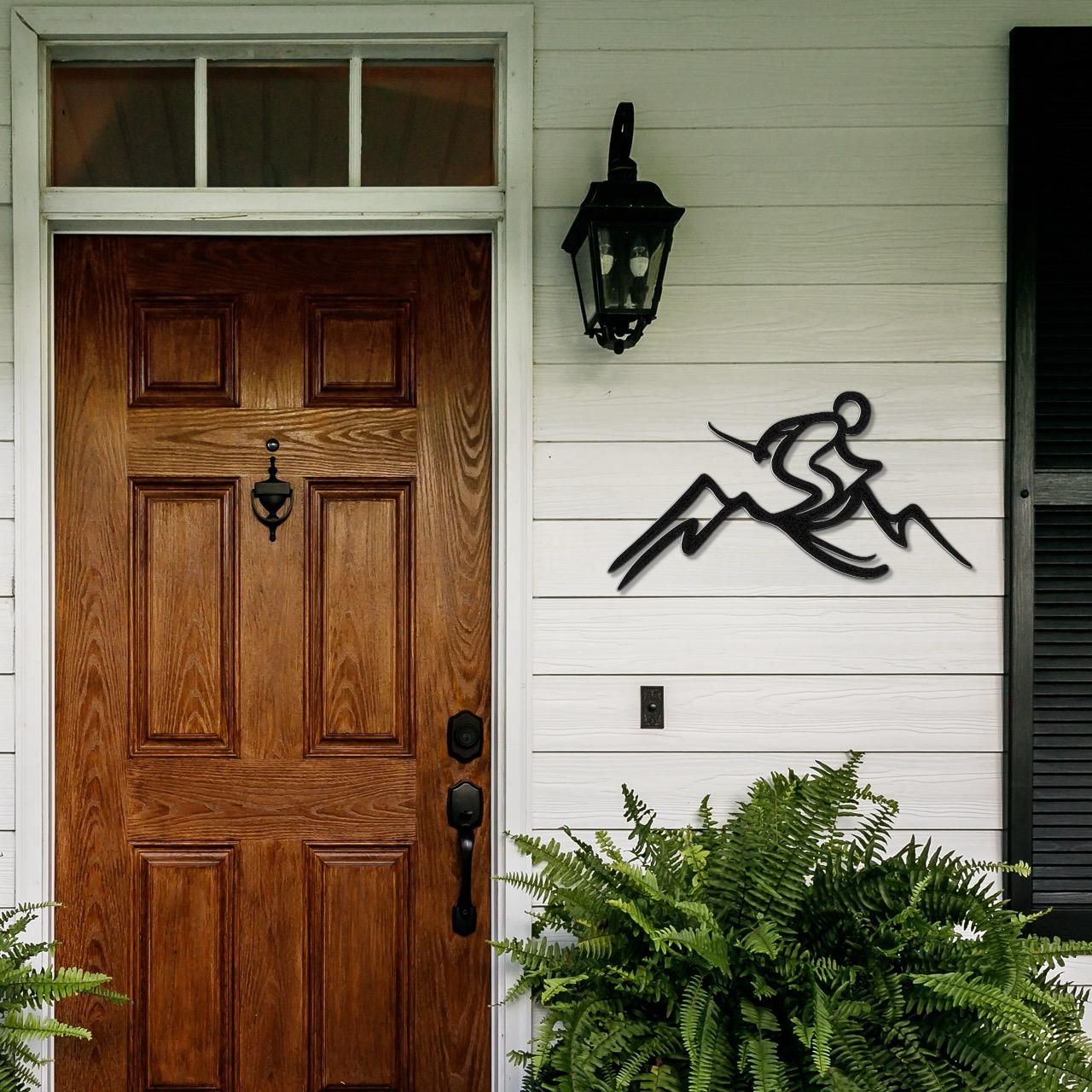 Skier and Mountain Metal Wall Art