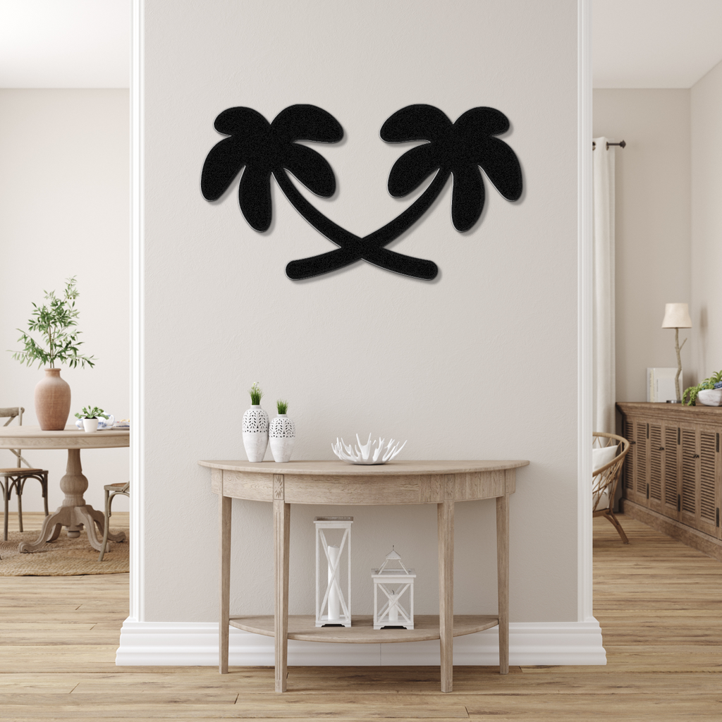 Twin Palm Tree Metal Wall Art