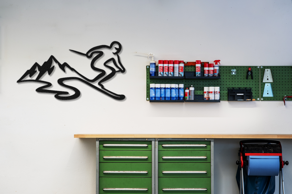 Skier and Mountain Metal Wall Art