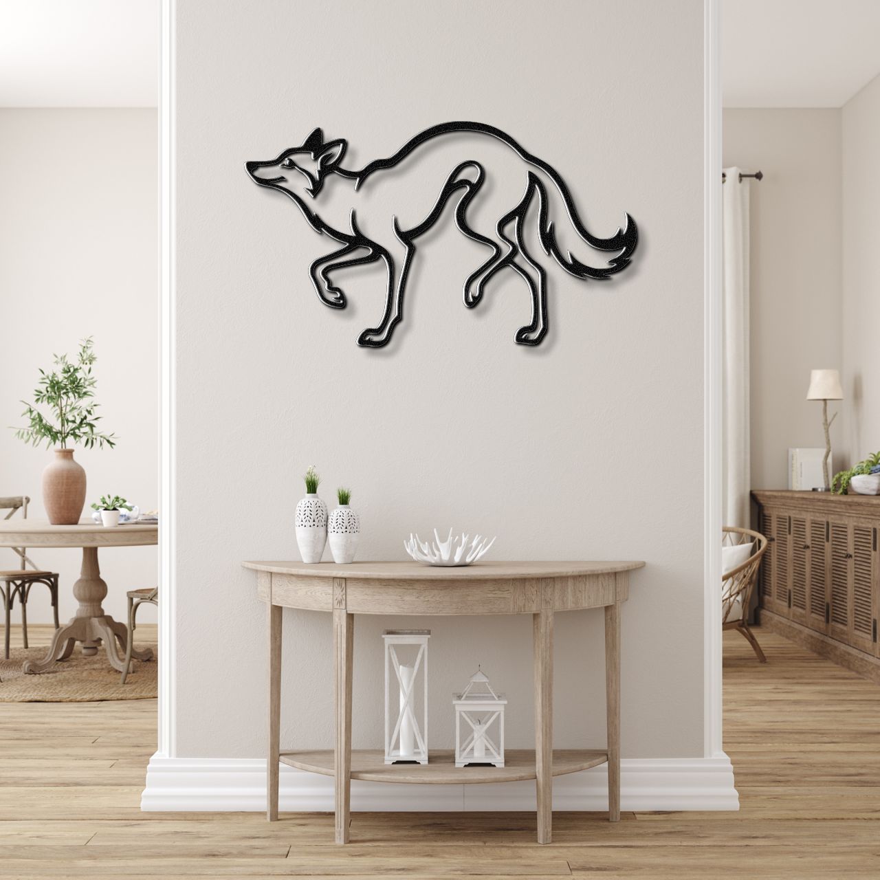 Sneaky Coyote Metal Wall Art